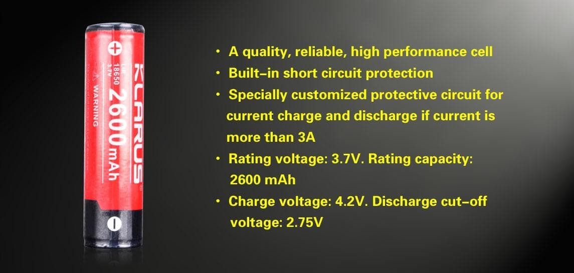 ΜΠΑΤΑΡΙΑ KLARUS 18650 2600mAh